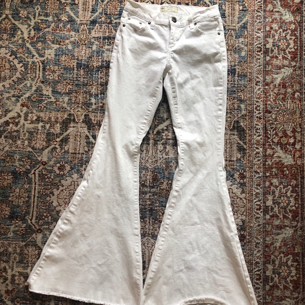 Free People Denim Super Flare Jeans White